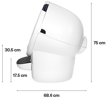 Litter-Robot 4 ホワイト 側面サイズ図