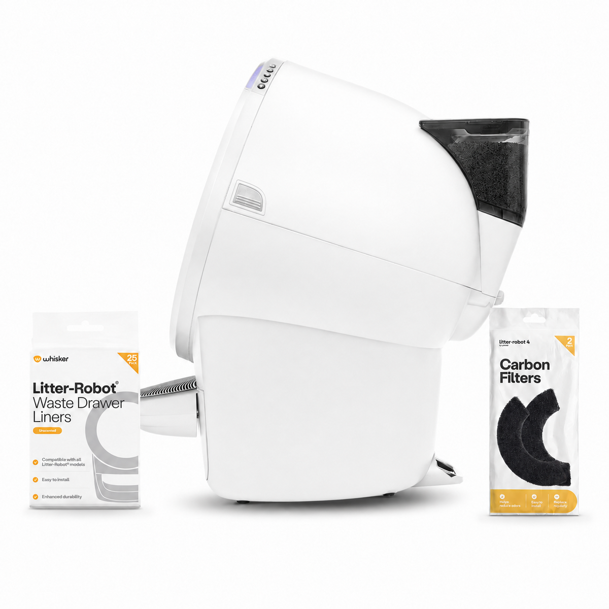 セット内容: Litter-Robot 4 ホワイト 本体＋LitterHopper＋専用ごみ袋25枚＋カーボンフィルター6枚パック