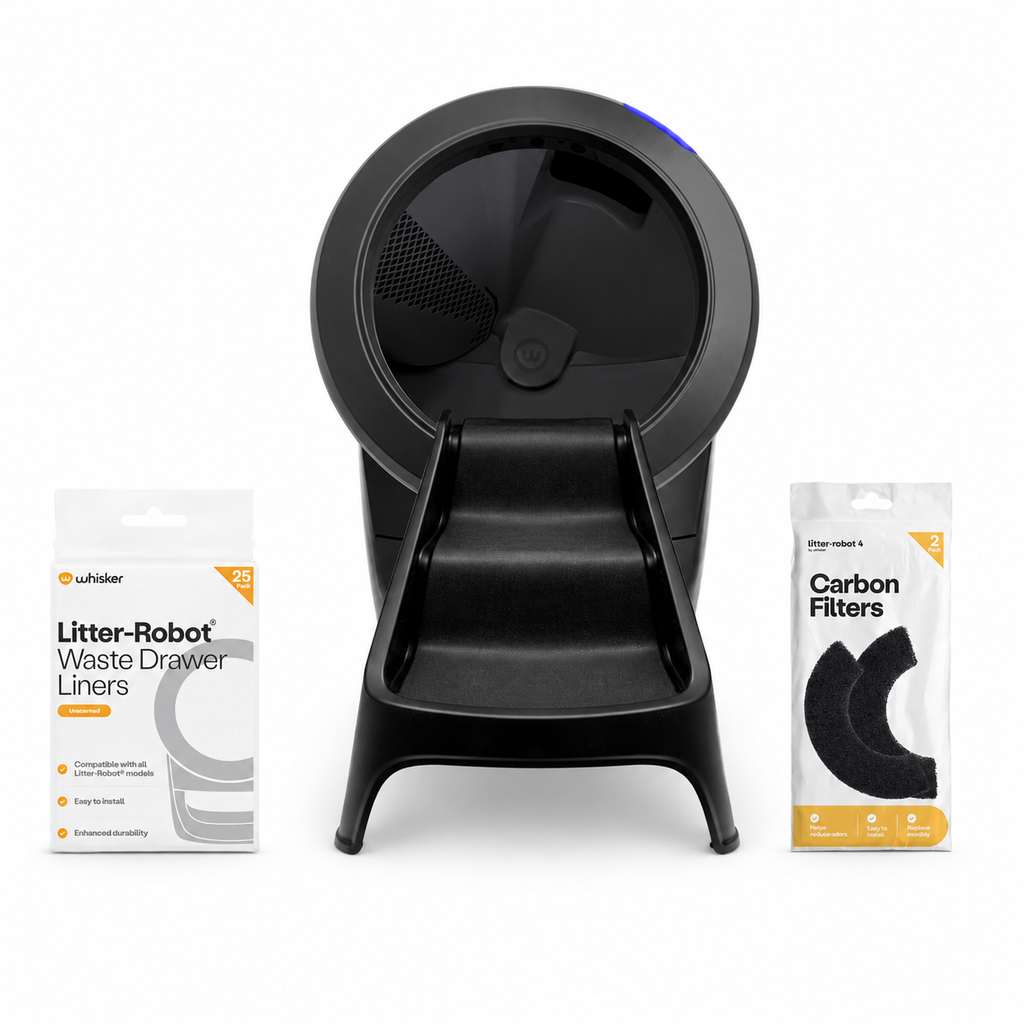 セット内容: Litter-Robot 4 ブラック 本体＋補助ステップ＋専用ごみ袋25枚＋カーボンフィルター6枚パック
